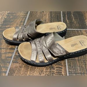 Clarks silver slides - Size 7